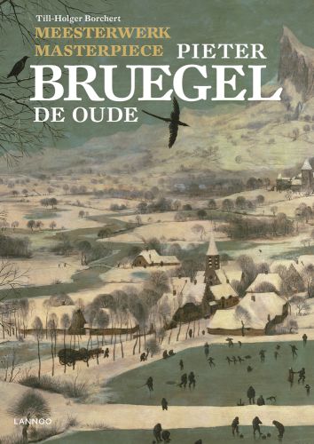 Snow landscape painting by Pieter Bruegel the Elder, bird in flight, on cover of 'Masterpiece: Pieter Bruegel the Elder', by Lannoo Publishers.