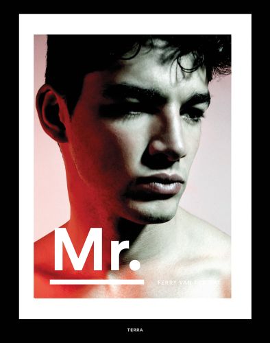Male model posing with serious face, on cover of 'Mr., by Lannoo Publishers.
