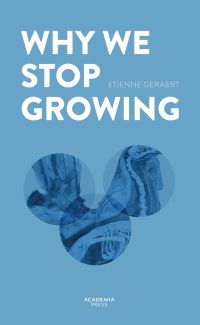 Blue cover of 'Why We Stop Growing', by Lannoo Publishers.