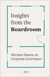 Off-white cover of 'Insights from the Boardroom, Herman Daems on Corporate Governance', by Lannoo Publishers.