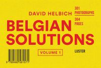 Capitalized red font on yellow landscape cover of 'Belgian Solutions Volume 1', by Luster Publishing.