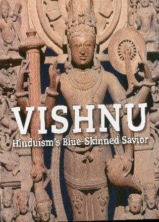Book cover of Vishnu: Hinduism's Blue-Skinned Saviour, with a carved figure. Published by Mapin Publishing.