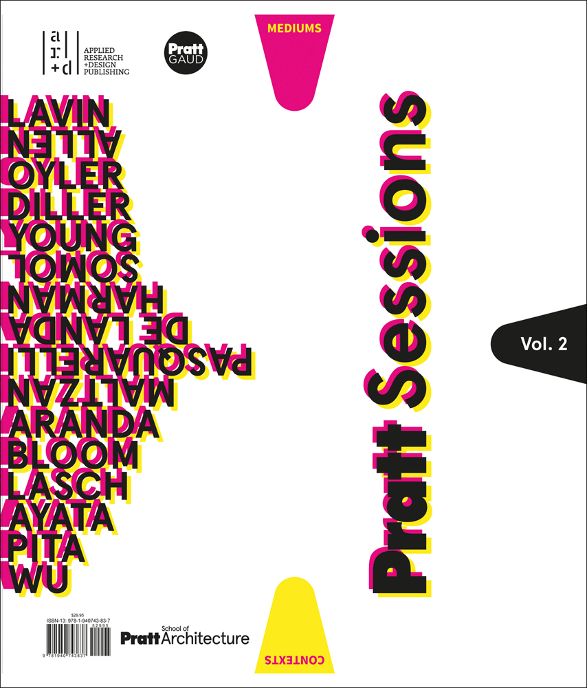 White cover Pratt Sessions Volume 2 in black with bright pink and yellow shadows of the text