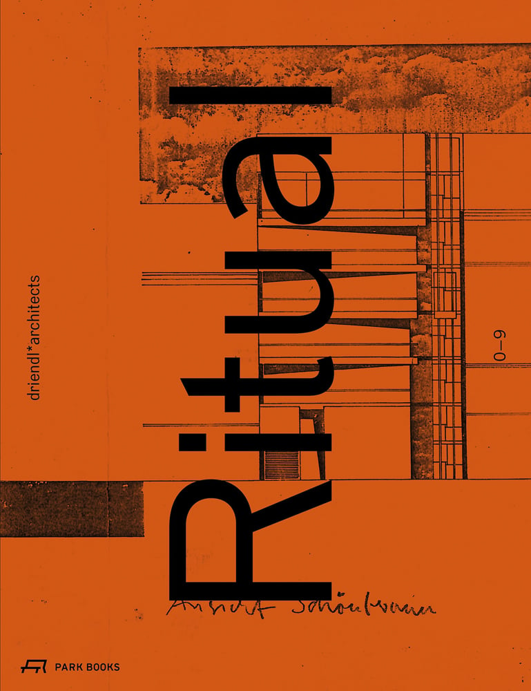 Ritual in black font on orange cover with architecture plan in black, by PARK BOOKS
