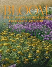 Book cover of Bloom: The Luminous Gardens of Frederico Azevedo, with a garden of yellow achillea. Published by Pointed Leaf Press.