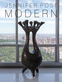 Book cover of Jennifer Post Modern, with a modern bronze sculpture. Published Pointed Leaf Press.