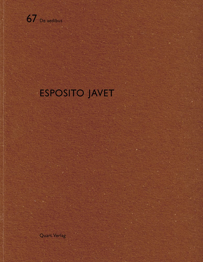 Rich brown cover with 67 De aedibus Esposito Javet Quart Verlag in black font