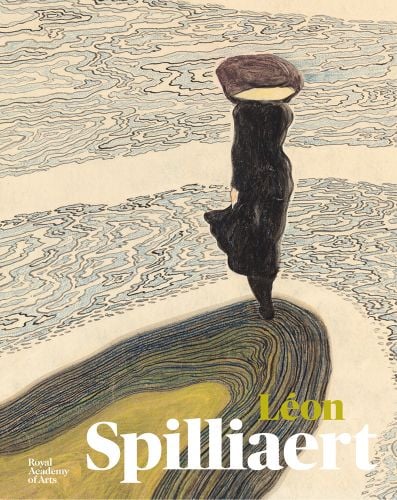 Woman at the Shoreline, 1910 by Leon Spilliaert, Léon Spilliaert in mustard and white font below