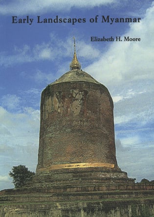 Bawbawgyi Pagoda below blue sky, on cover of 'Early Landscapes of Myanmar', by River Books.
