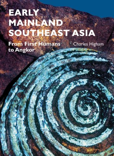 Spiral carved in rock, on cover of 'Early Mainland Southeast Asia', by River Books.