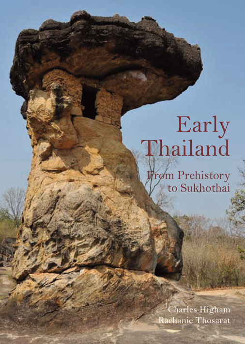 Mushroom-shaped Hor Nang Usa rock formation, on cover of 'Early Thailand' by River Books.