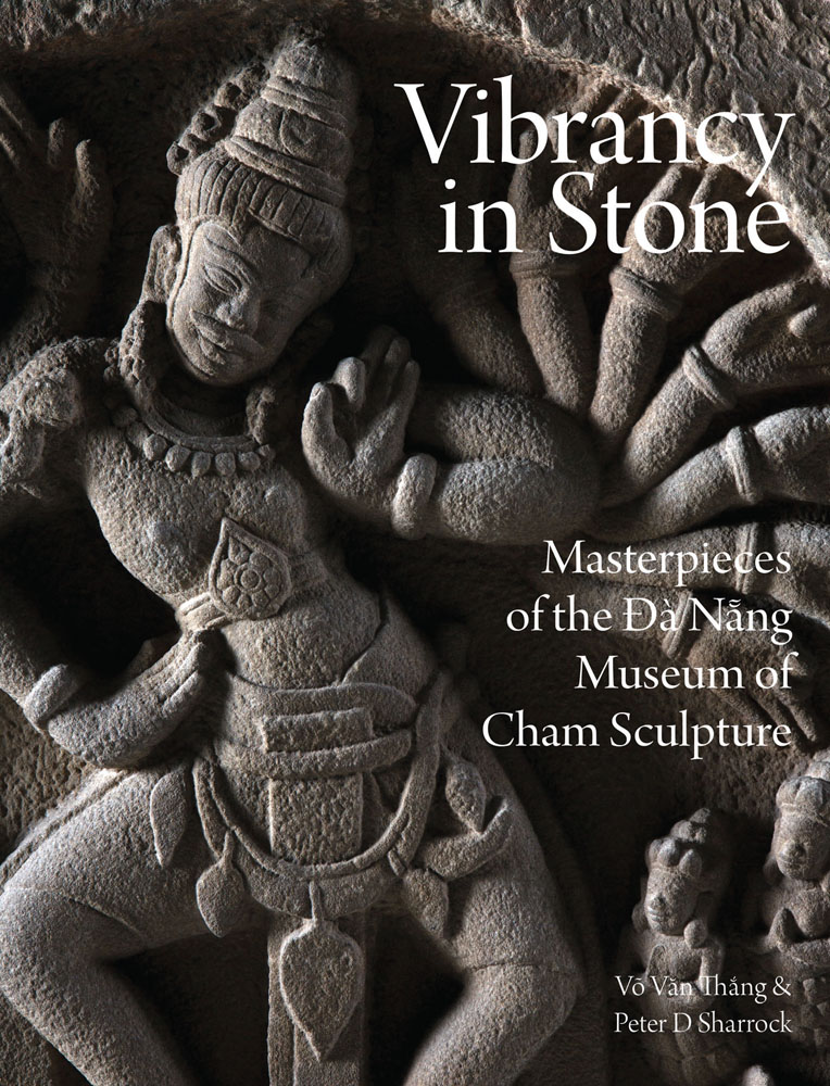 Photograph of Cham sculpture featured in Danang Museum, to cover of 'Vibrancy in Stone', by River Books.