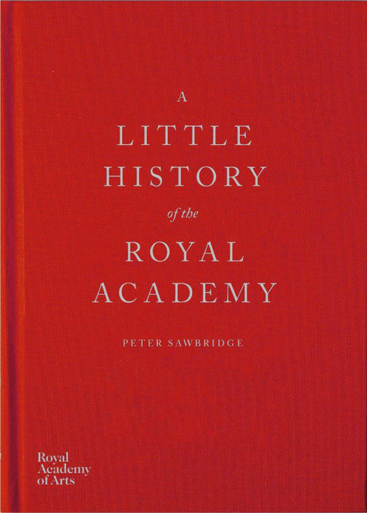 A LITTLE HISTORY OF THE ROYAL ACADEMY, in silver font on bright red cover.