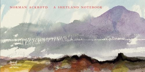 Watercolour landscape painting of Shetland, on cover of 'A Shetland Notebook', by Royal Academy of Arts.