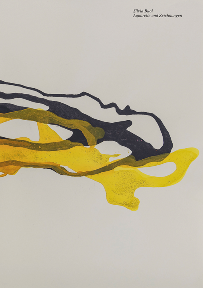 Blue and yellow watercolour lines flowing across pale grey cover, Silvia Buol in black font to top right corner.