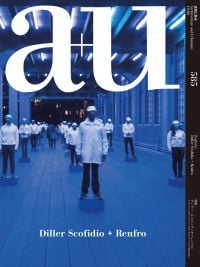 Magazine cover of a+u 19:06 585: Diller Scofidio + Renfro, with three lines of people standing on boxes. Published by Shinkenchiku-Sha Co., Ltd.