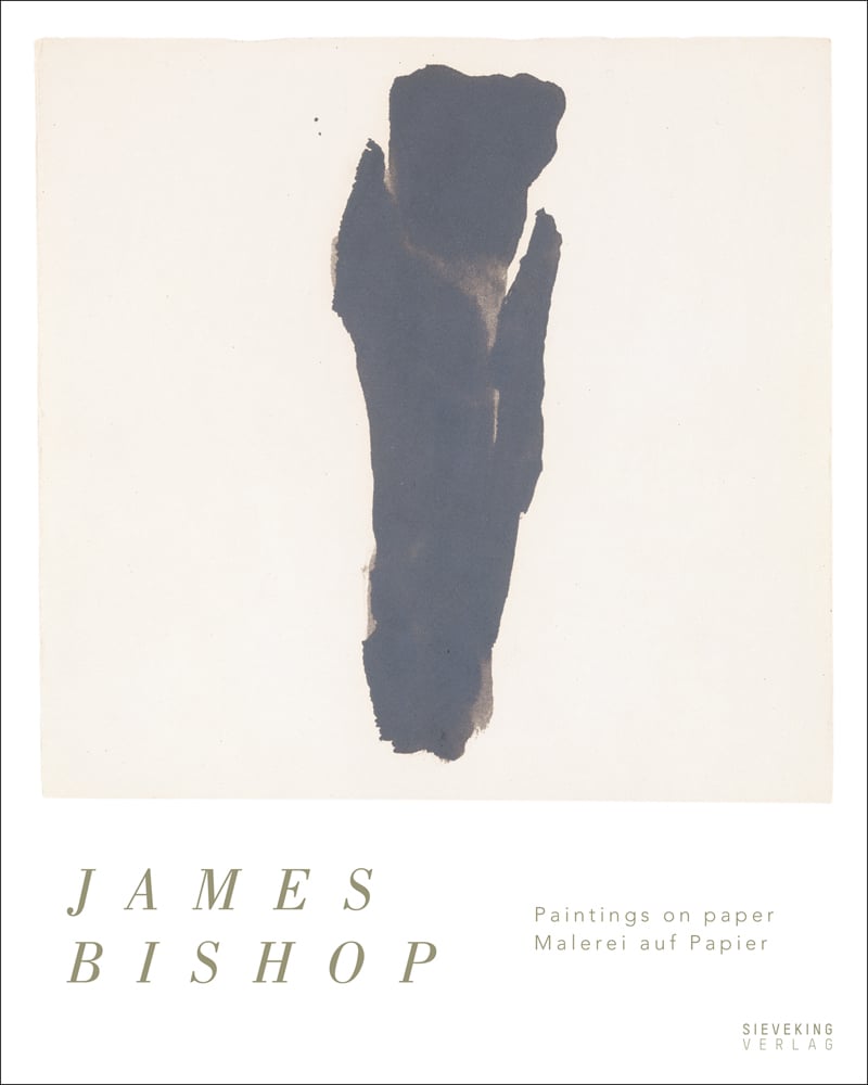 Dark abstract shape on cream cover, James Bishop in brown font on white border