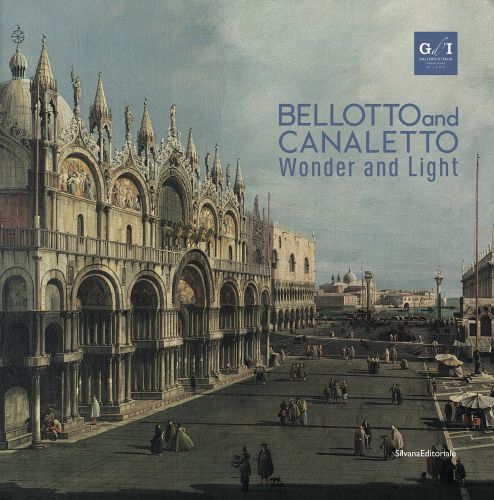 Painting of St Mark's Cathedral in St Mark's Square, Venice, BELLOTTO AND CANALETTO in blue font to upper right