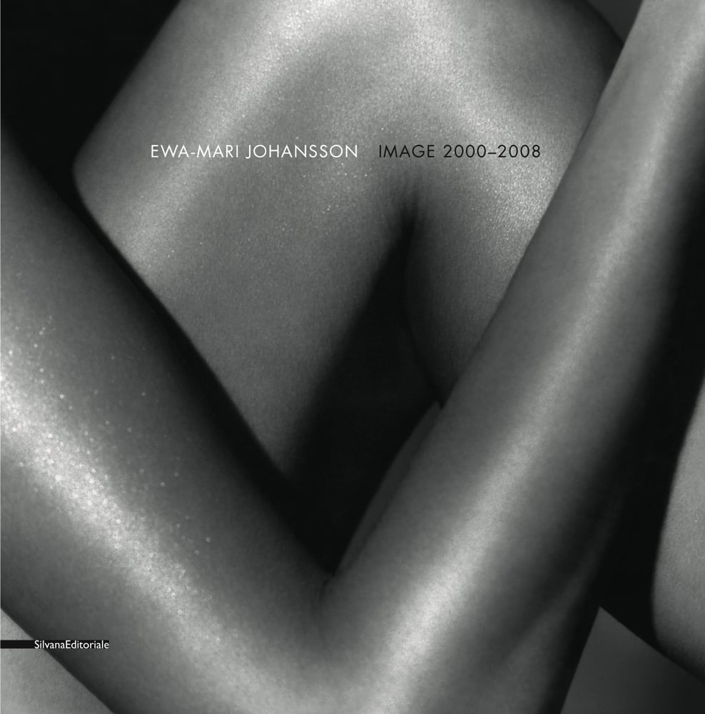 Close up bent arm and leg of model, EWA-MARI JOHANSSON IMAGE 200-2008 in white and brown font above