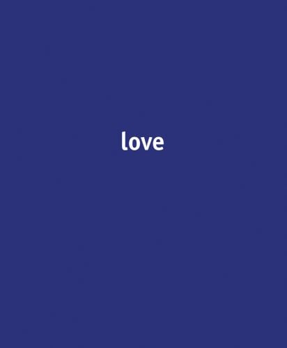 love, in white font near centre of blue cover