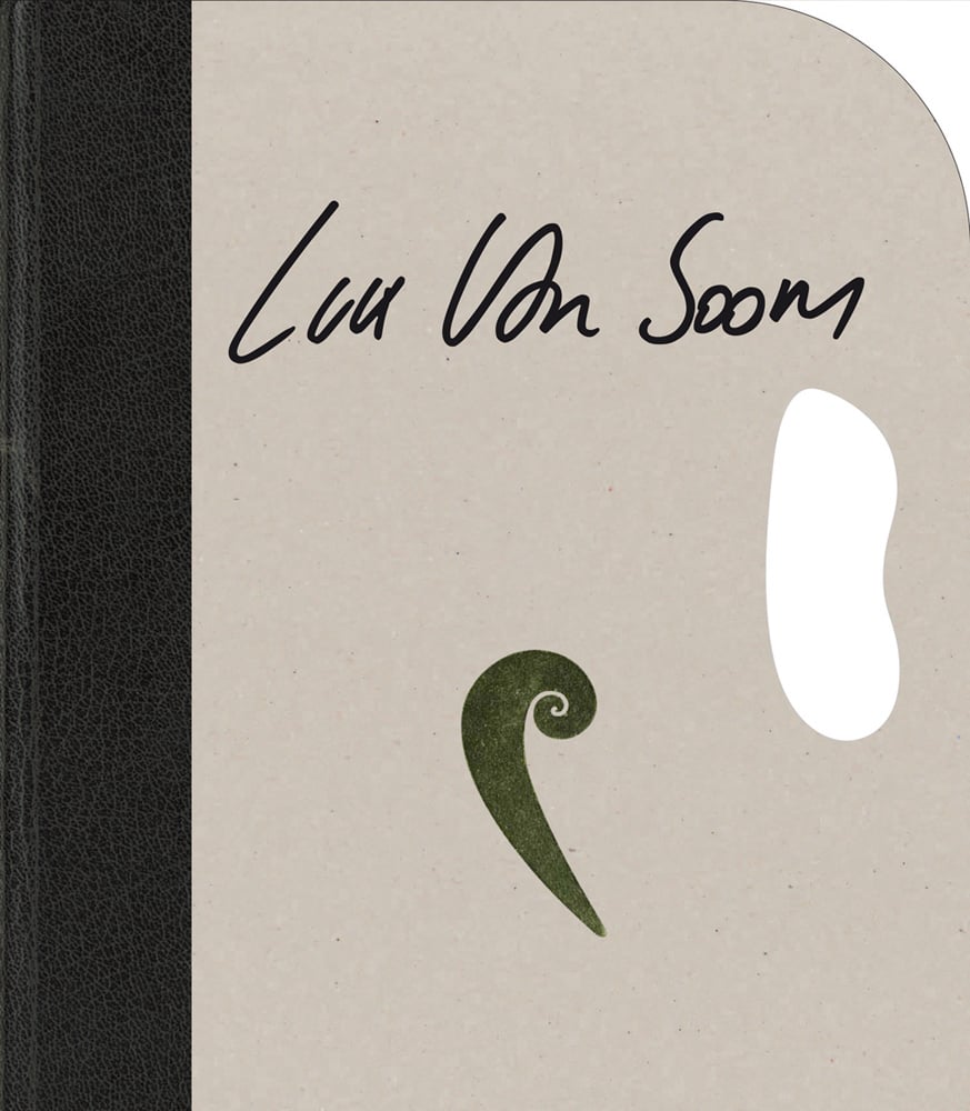 Book cover of Luk Van Soom, Into View, with black hand-written font and black spine. Published by Stichting.