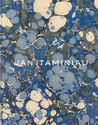 Marbled blue, khaki and cream pattern cover Jan Taminiau in white font to centre