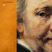 Book cover of Rembrandt in the Mauritshuis, featuring detail of an oil painting portrait with striking brush marks. Published by 5 Continents Editions.