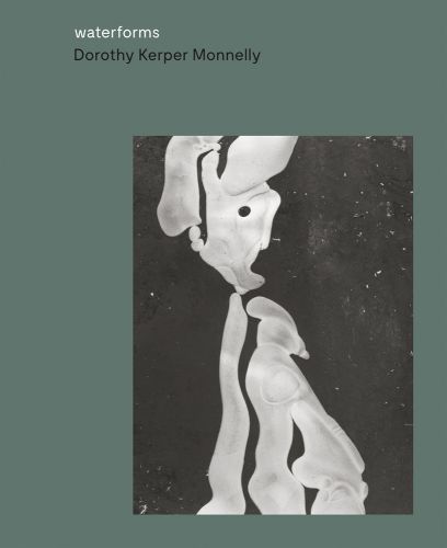 Green book cover of Waterforms, Dorothy Kerper Monnelly, with an white, abstract shape floating in black. Published by Waanders Publishers.