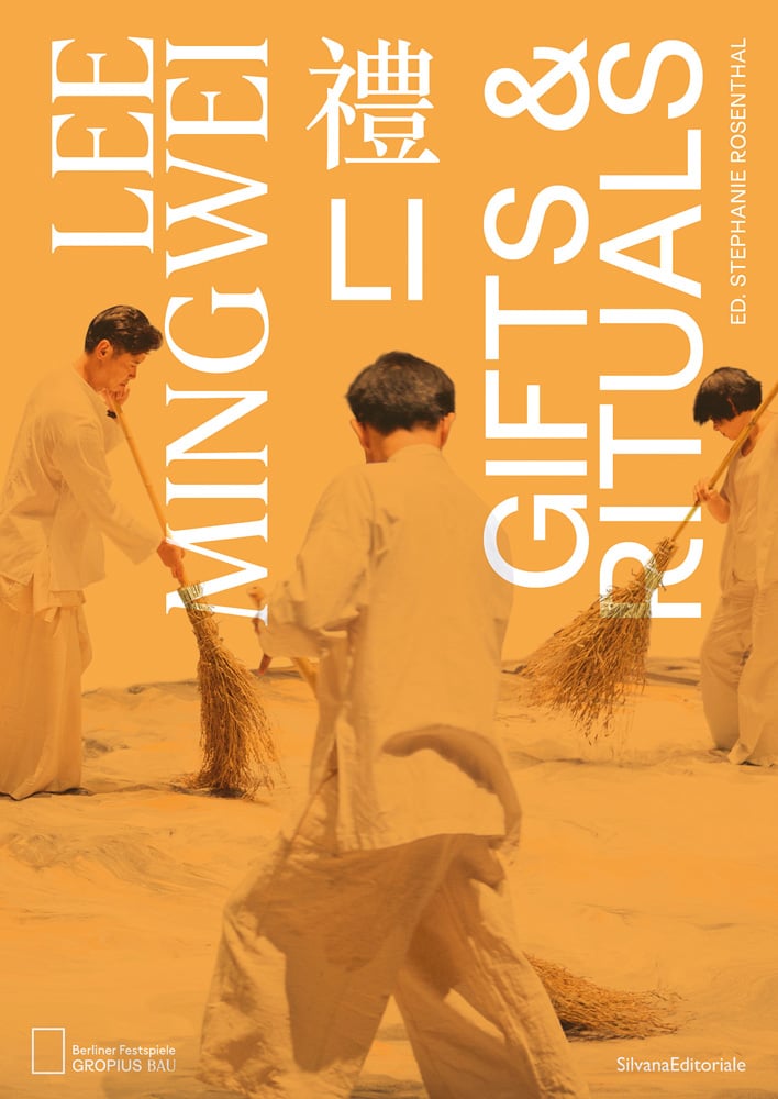 3 Asian figures sweeping floor with twig made brooms, LEE MINGWEI LI GIFTS & RITUALS in white font down top half of cover.