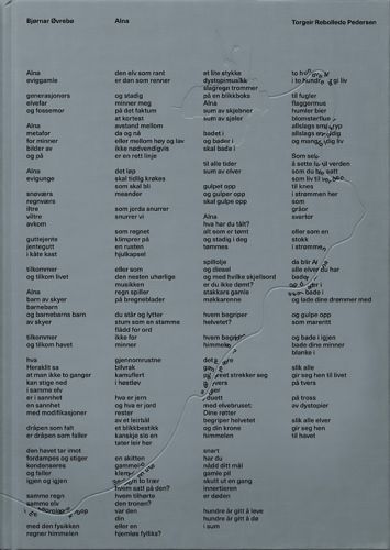 Grey blue cover with Bjørnar Øvrebø Alna in black font at top with sections on text on rest of cover