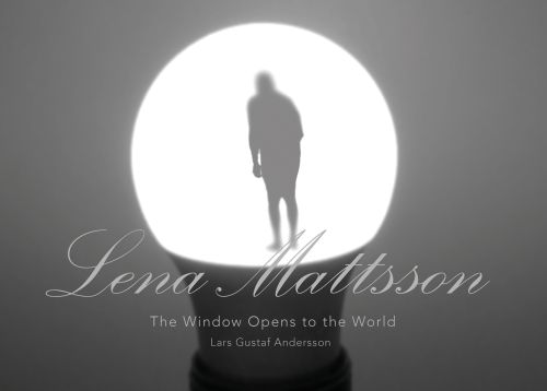 Grey silhouette of figure leaning forward, inside light bulb, grey cover, Lena Mattsson The Window Opens to the World in pale grey font below.