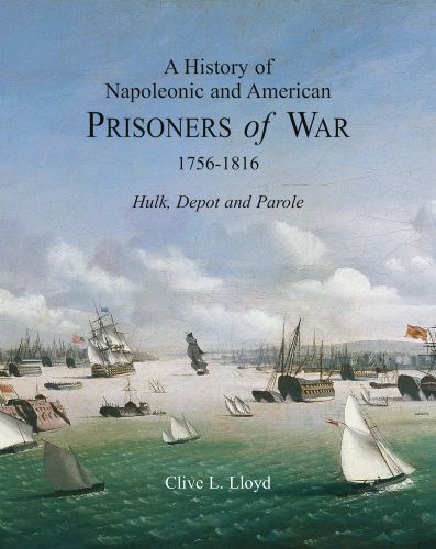 Seascape during the Napoleonic war, ships sailing in wind, on cover of 'A History of Napoleonic and American Prisoners of War 1816: Historical Background v. 1', by ACC Art Books.