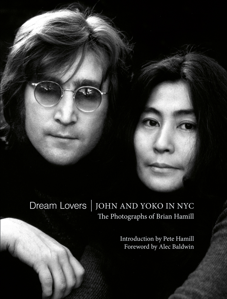 John Lennon and Yoko Ono together, Dream Lovers JOHN AND YOKO IN NYC, in white font below, by ACC Art Books.