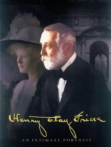 Portrait of Henry Clay Frick, Henry Clay Frick in handwritten yellow font below, by Abbeville Press.