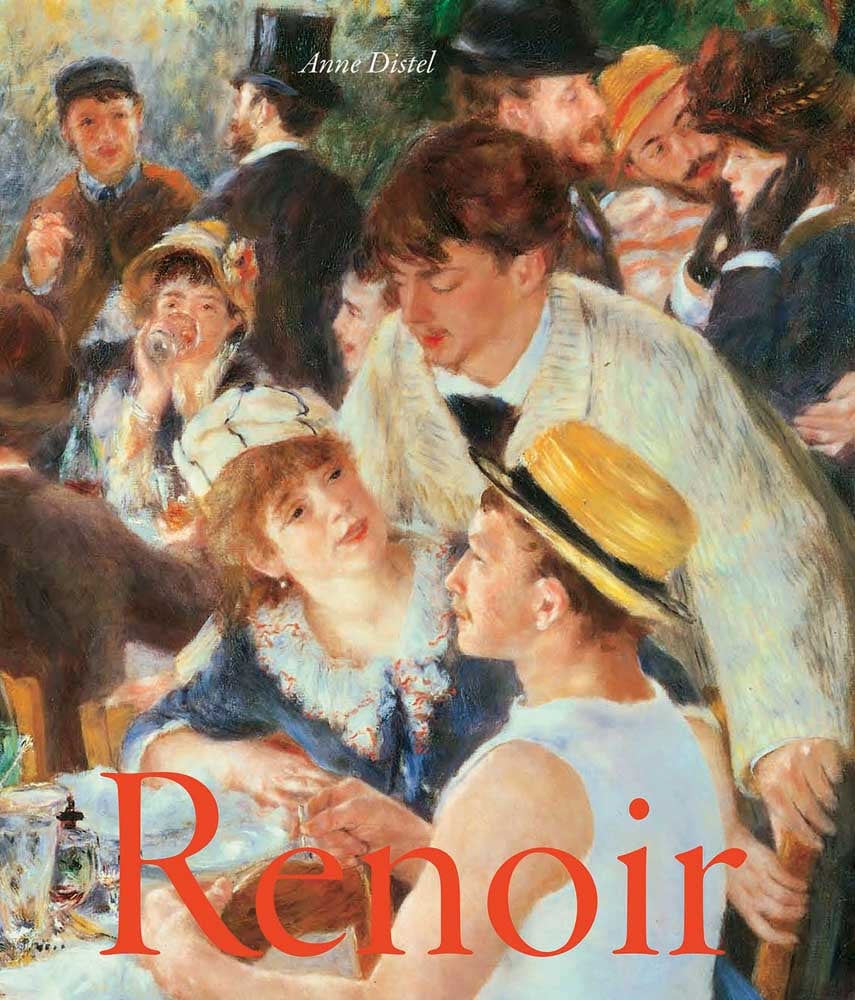 Detail of painting, Renoir and Friends: Luncheon of the Boating Party, Pierre-Auguste Renoir, Renoir in orange font to bottom edge.