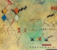 Book cover of Ganesh Haloi: Form & Play, with an abstract painting of diamond and triangle lines and shapes. Published by Mapin Publishing.