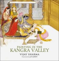 Book cover of Painting in the Kangra Valley, with a painting of two figures sitting on a bed. Published by Niyogi Books.