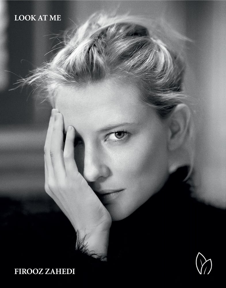 Book cover of Look at Me, with a portrait photo of Cate Blanchett holding her right hand over the right side of her face while staring at the camera. Published by Pointed Leaf Press.