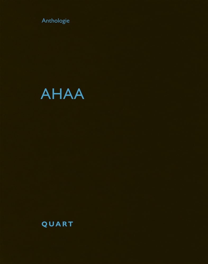 Anthologie ahaa Quart in light blue font on black cover by Quart Publishers.