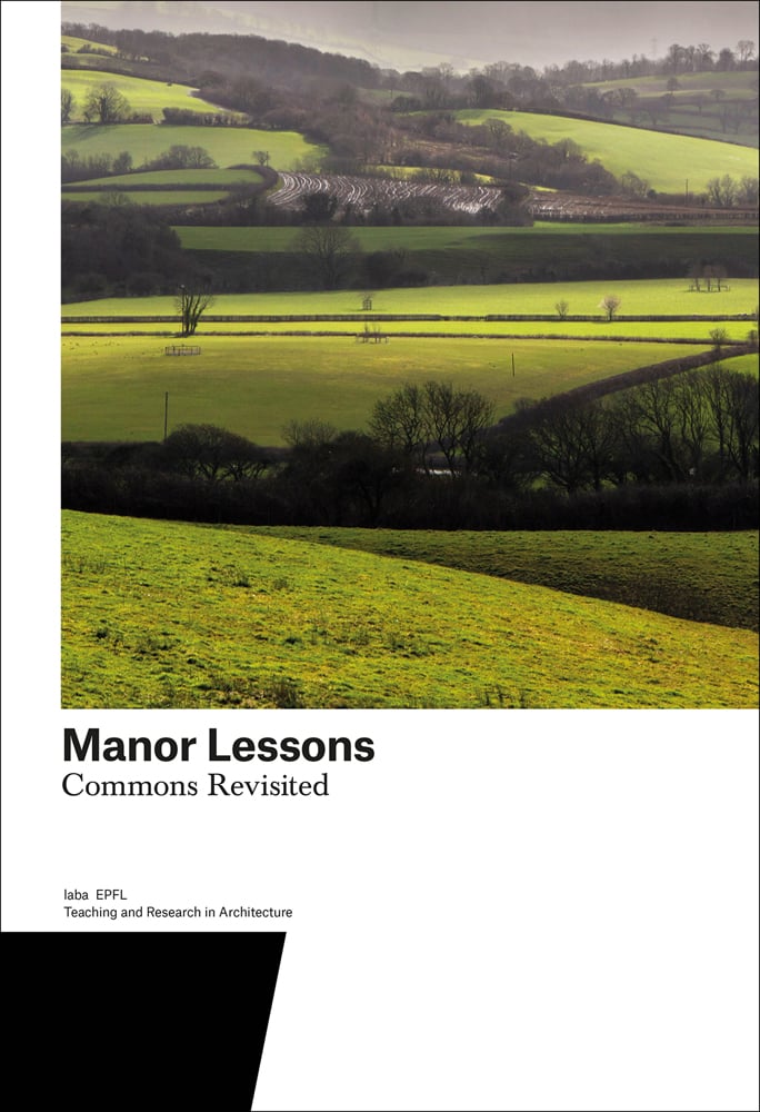 Green English landscape, white cover, Manor Lessons Commons Revisited in black font below.