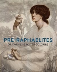 Drawing of The Day Dream by Dante Gabriel Rossetti, model holding white flower, on cover of 'Pre-Raphaelite Drawings and Watercolours', by Ashmolean Museum.