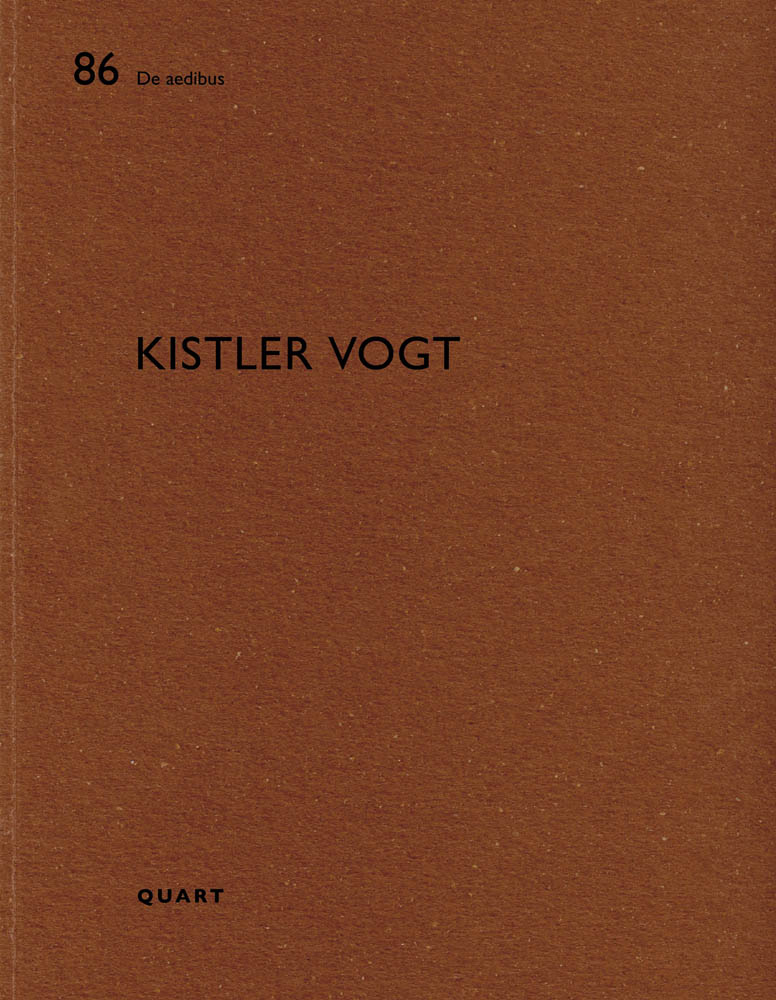 Black capital font with Biel architect surnames Kistler Vogt on a plain brown background and number 86 in the De eadibus series in the top left corner.