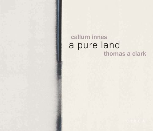 Vertical bleeding black paint line to centre of cream cover of 'Callum Innes – a pure land', by Circa Press.