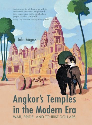 Angkor temple with elephant and rider, 'Angkor’s Temples in the Modern Era', in green font below, by River Books.