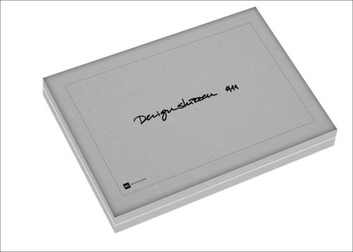 Silver grey box with Designskizzen 911 in black font to centre