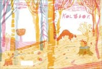 Book cover of Sian Valvis' Kolobok: A Bun on the Run, with a woodland forest. Published by Fontanka.