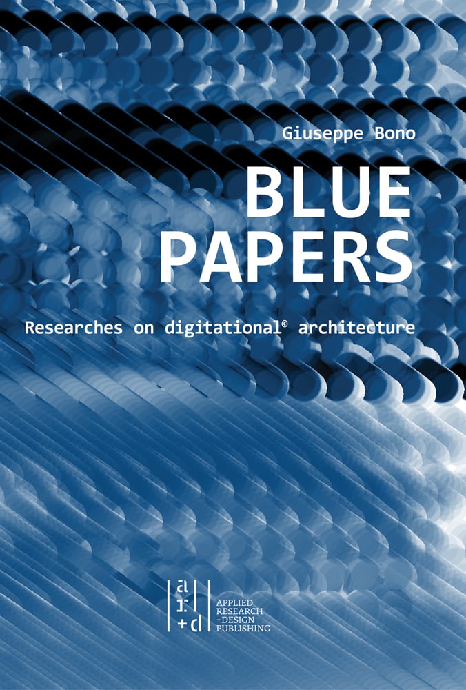 Blue and white 3D circular pattern dragged across cover with Blue Papers in white font right of centre