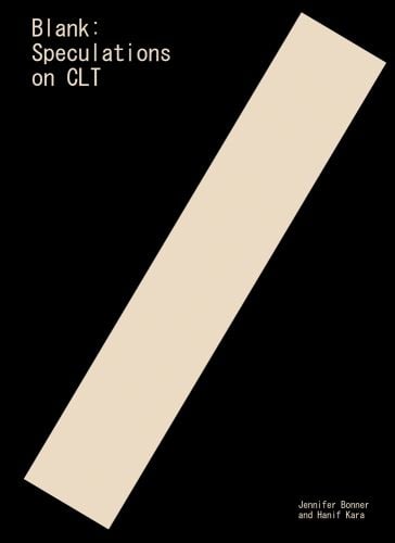 Cream diagonal oblong on black cover, Blank Speculations on CLT in cream font to top left corner