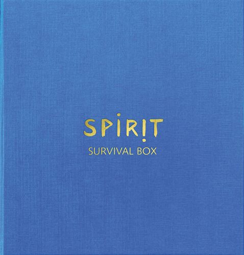 Bright blue cover with SPIRIT SURVIVAL BOX in gold font in centre
