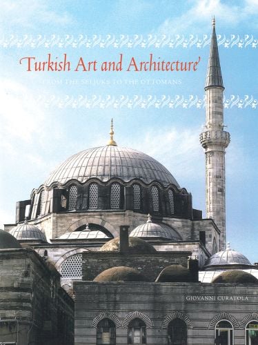 Rustem Pasha Mosque in Istanbul, below blue sky, Turkish Art and Architecture in red font above, by ACC Art Books.
